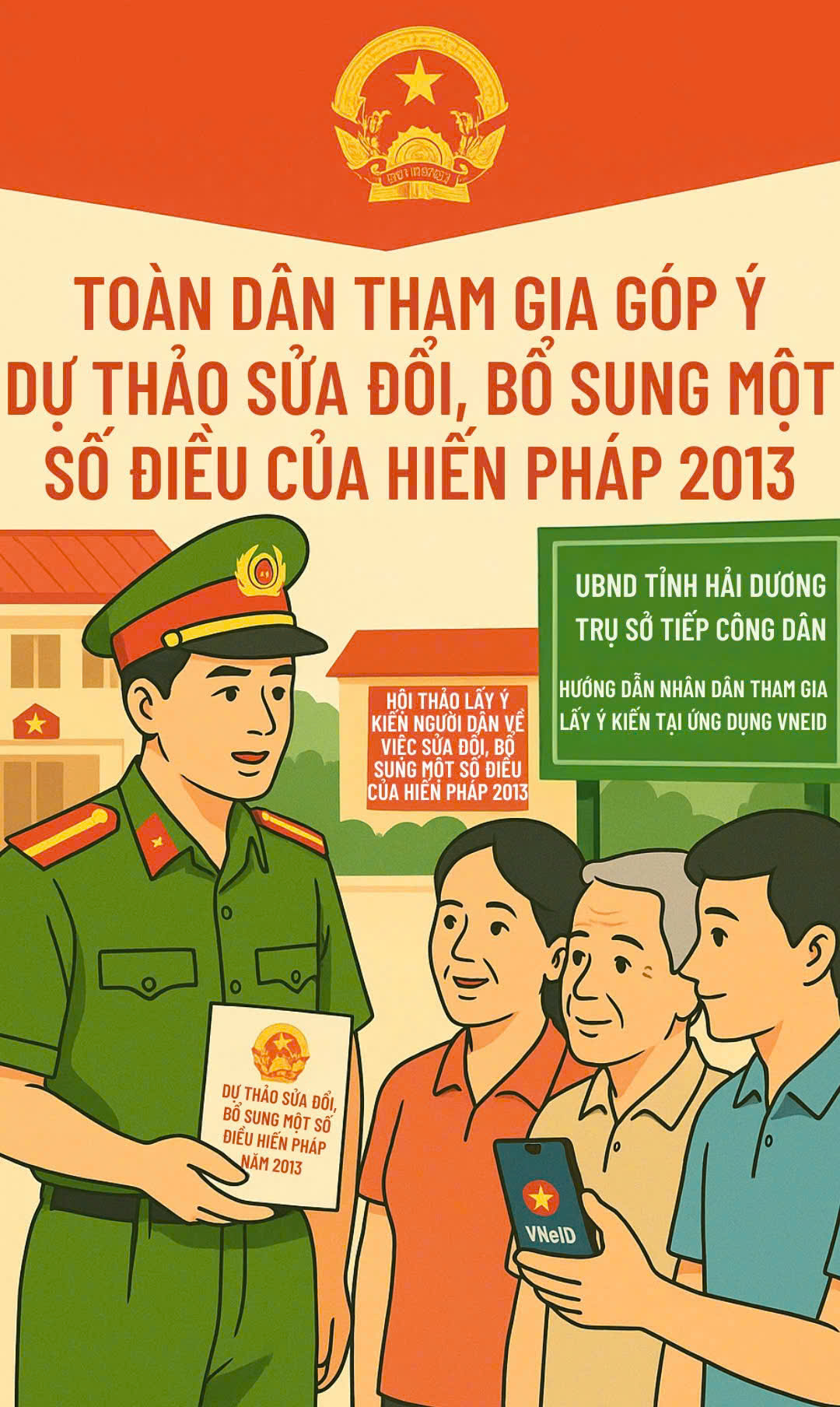 Hướng dẫn sử dụng tiện ích lấy ý kiến người dân về nội dung sửa đổi, bổ sung một số Điều của Hiến pháp 2013 trên ứng dụng VNeID